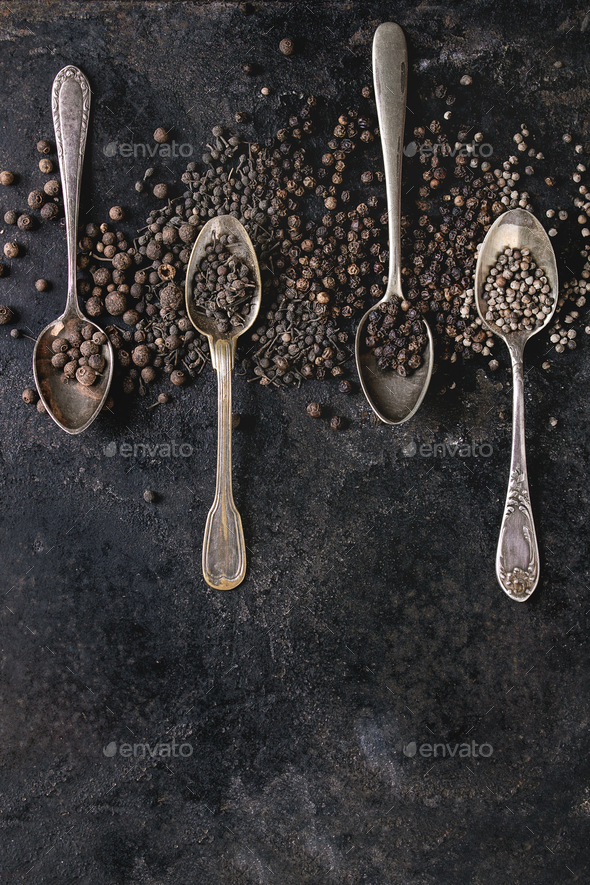Variety of black peppers - Stock Photo - Images