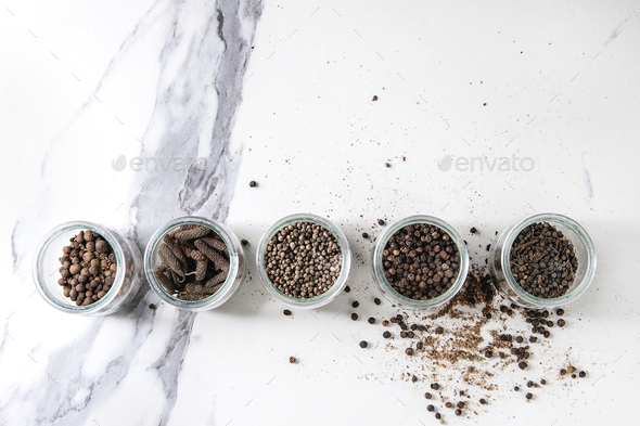 Variety of black peppers - Stock Photo - Images