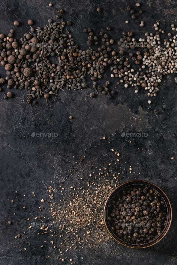Variety of black peppers - Stock Photo - Images