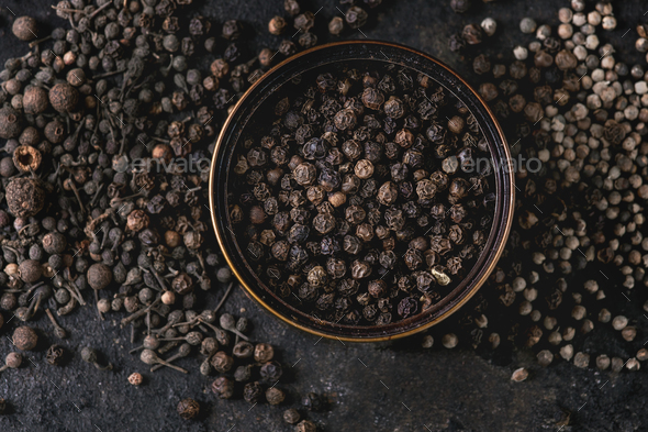 Variety of black peppers - Stock Photo - Images