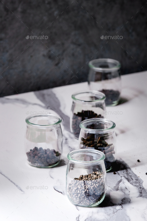 Variety of black peppers - Stock Photo - Images