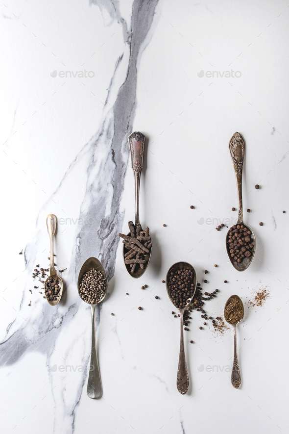 Variety of black peppers - Stock Photo - Images