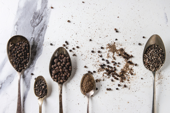 Variety of black peppers - Stock Photo - Images