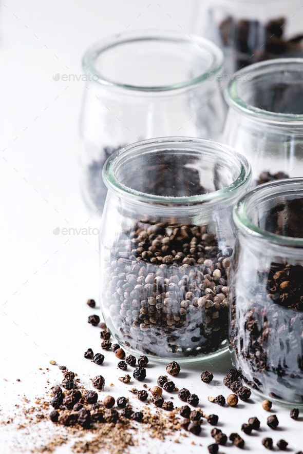 Variety of black peppers - Stock Photo - Images