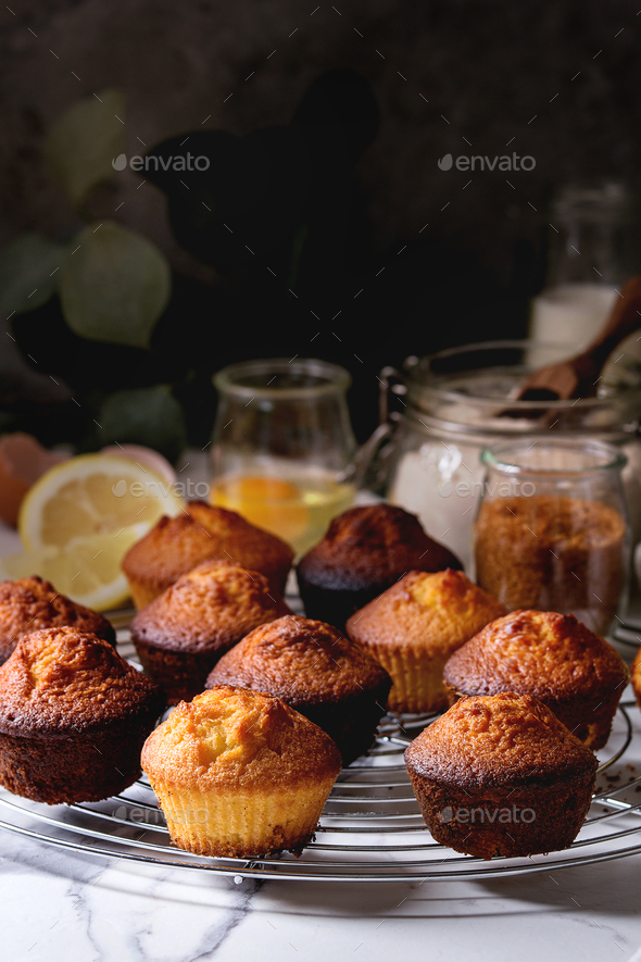 Homemade lemon muffins - Stock Photo - Images
