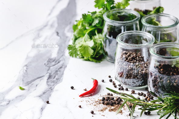 Variety of black peppers - Stock Photo - Images