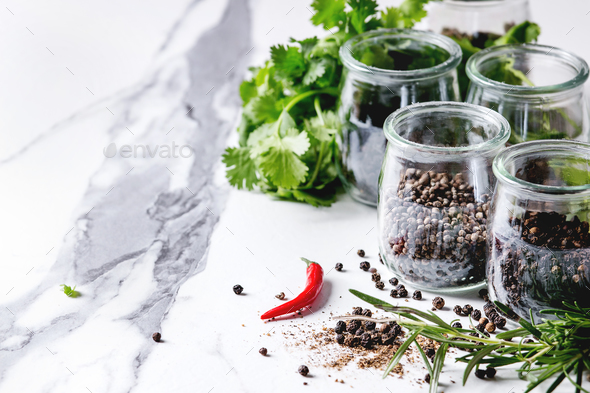 Variety of black peppers Stock Photo by NatashaBreen | PhotoDune