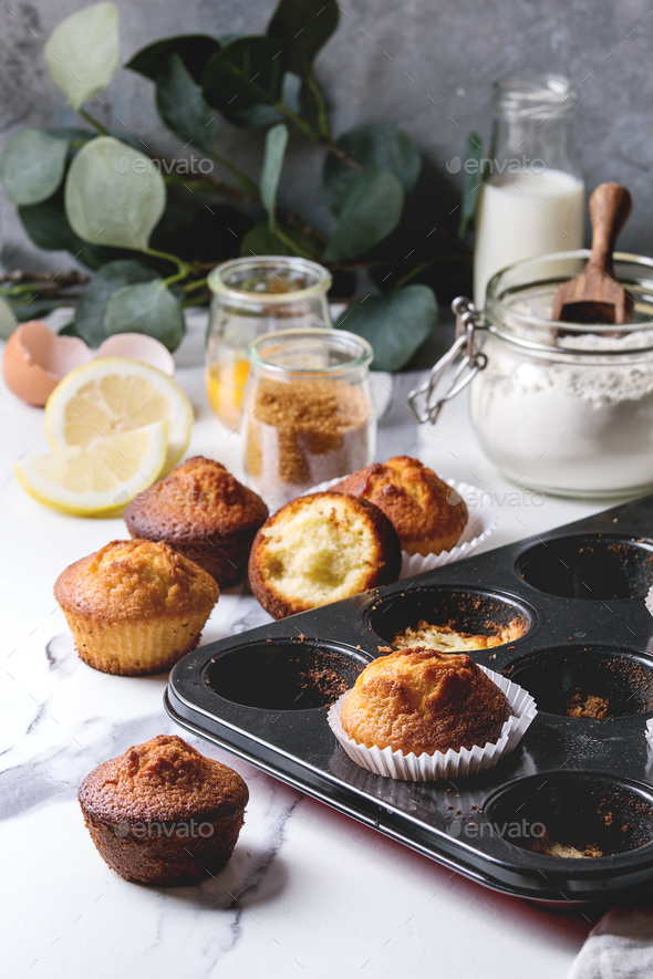 Homemade lemon muffins - Stock Photo - Images