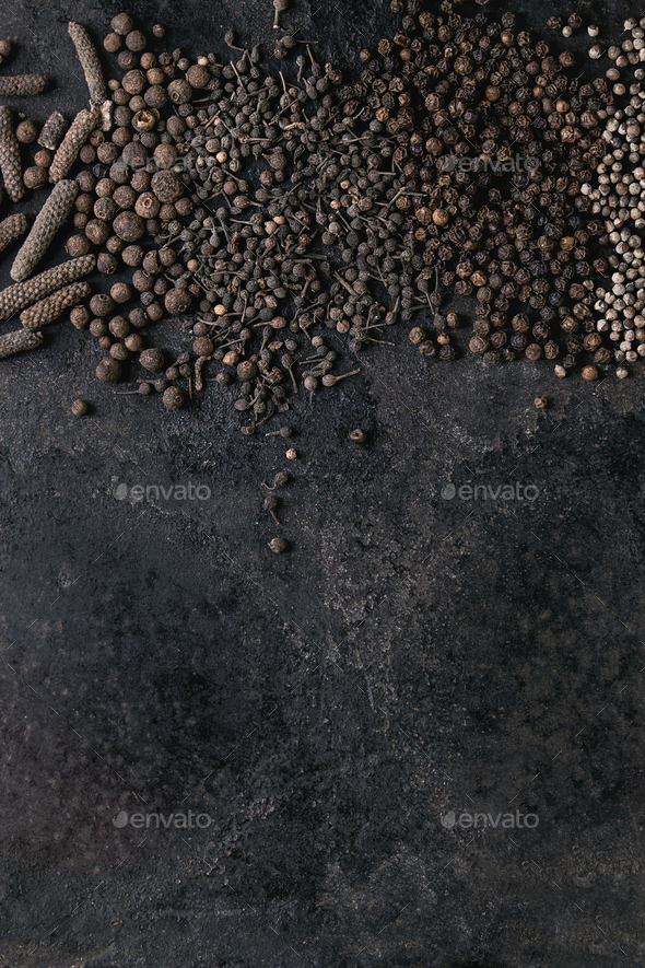 Variety of black peppers - Stock Photo - Images