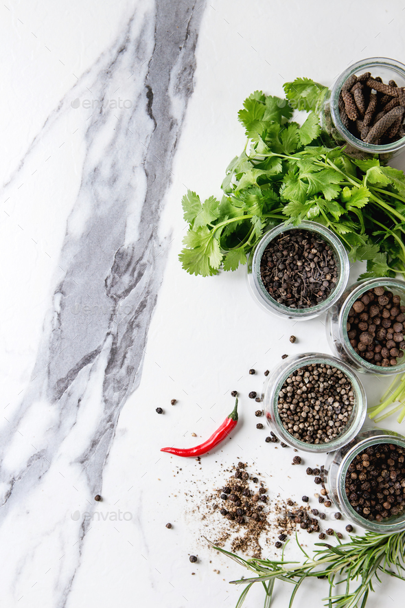 Variety of black peppers - Stock Photo - Images