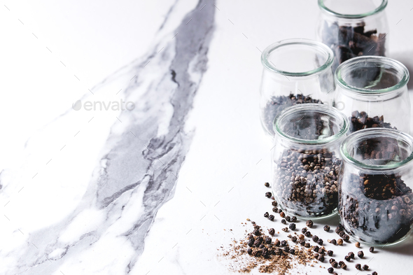 Variety of black peppers - Stock Photo - Images