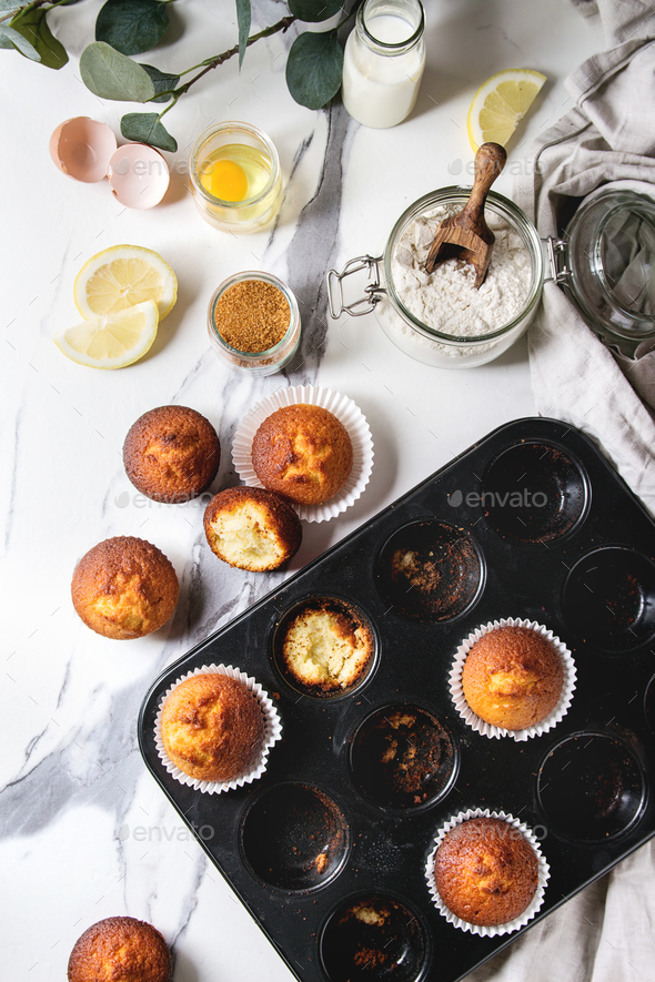 Homemade lemon muffins - Stock Photo - Images