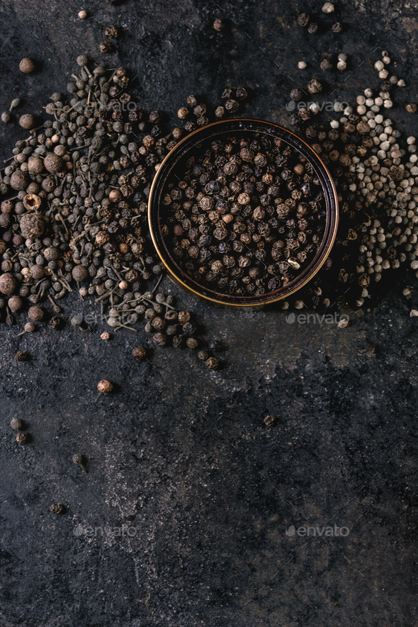 Variety of black peppers - Stock Photo - Images
