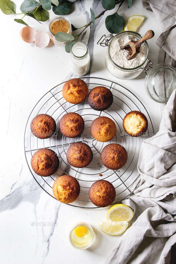 Homemade lemon muffins - Stock Photo - Images