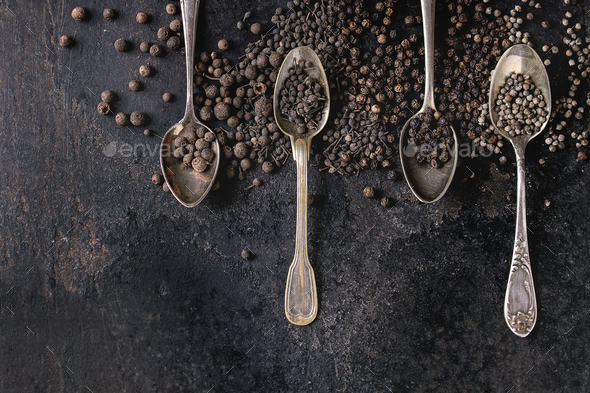 Variety of black peppers - Stock Photo - Images