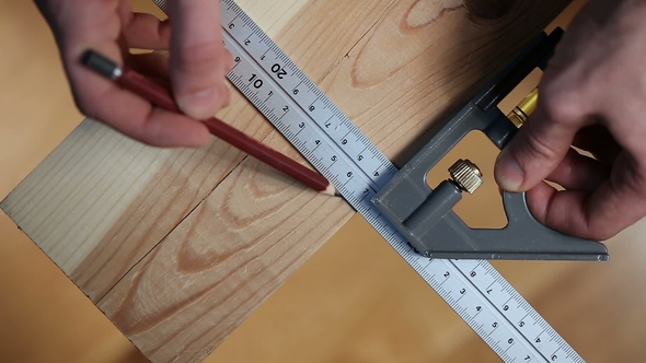 Marking Plank By Pencil with Square Ruler