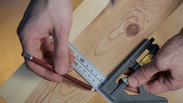Marking Plank By Pencil with Square Ruler