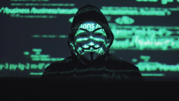 Anonymous in the Mask Steals User Data on the Network, Stock Footage