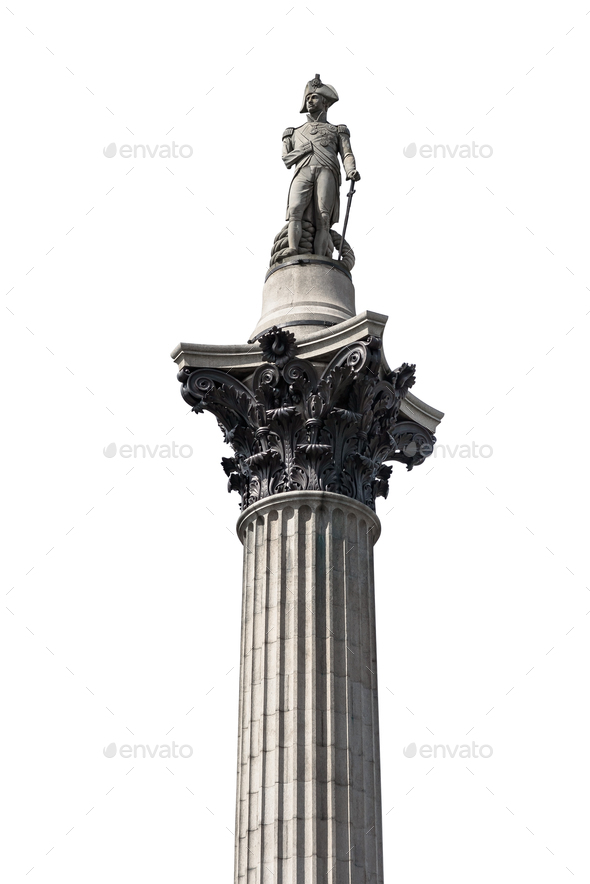 Nelsons Column isolated on white background