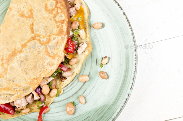 Buckwheat Pancake. Mexican Quesadilla. - Stock Photo - Images