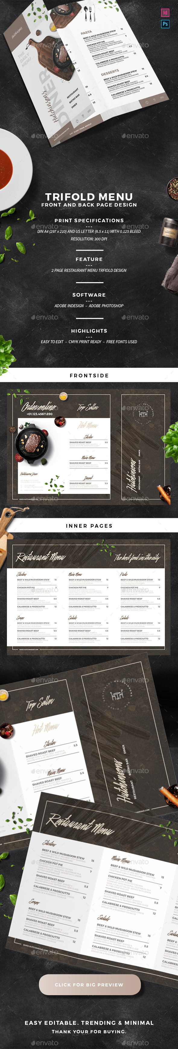Restaurant Trifold Menu
