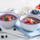healthy berry smoothie bowl with strawberry blueberry raspberry