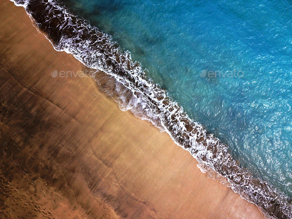 Top view of a deserted beach. Coast of the island of Tenerife. A - Stock Photo - Images