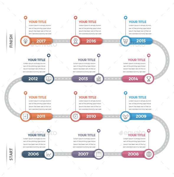 Timeline Infographics (12 Steps) - Infographics