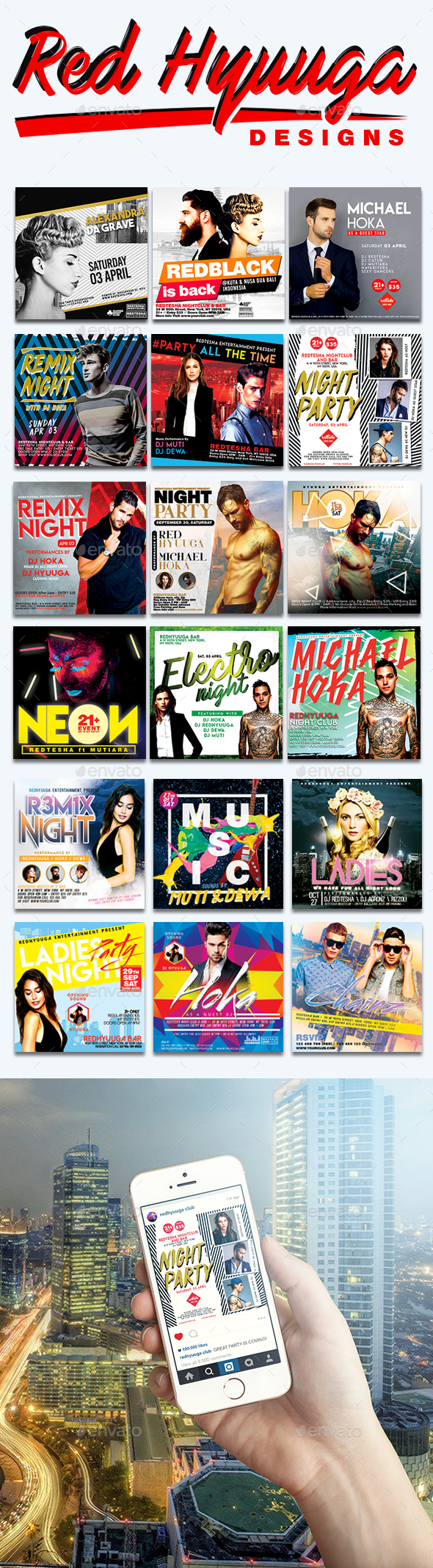 Instagram Night Club Banner Ads Bundle - Banners & Ads Web Elements