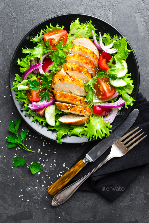 Salad with chicken meat - Stock Photo - Images