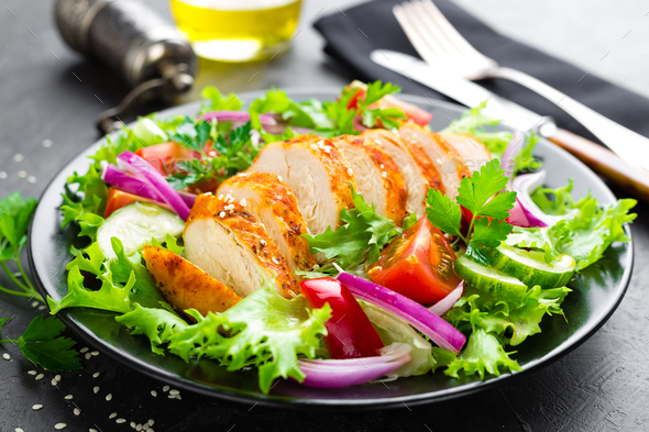 Salad with chicken meat - Stock Photo - Images
