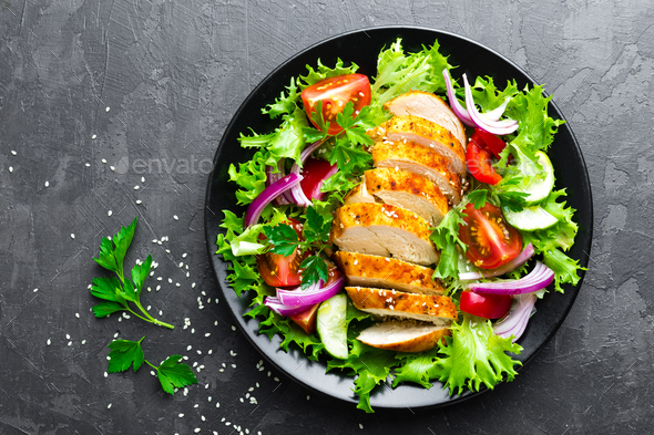 Salad with chicken meat - Stock Photo - Images