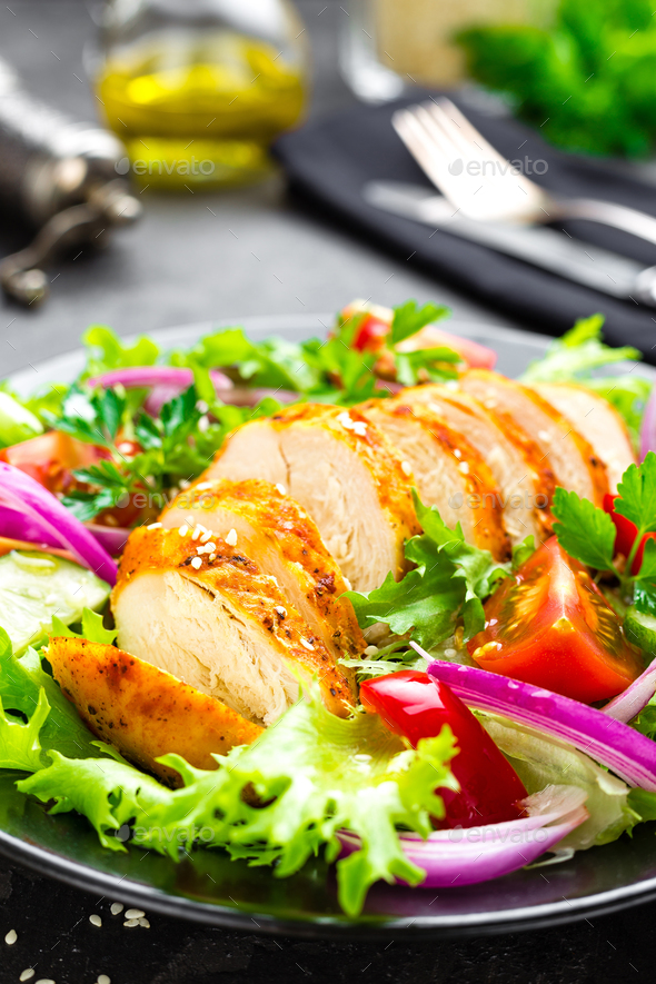 Salad with chicken meat - Stock Photo - Images