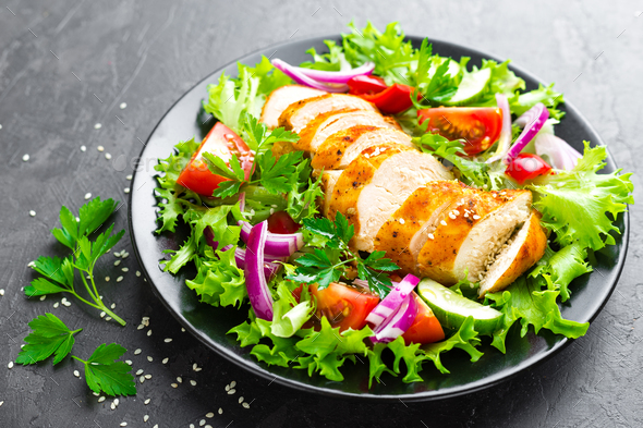 Salad with chicken meat - Stock Photo - Images