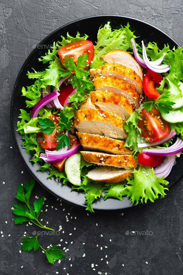 Salad with chicken meat - Stock Photo - Images