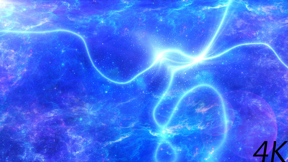 Abstract Blue Space Background with Shine and Energy Wave