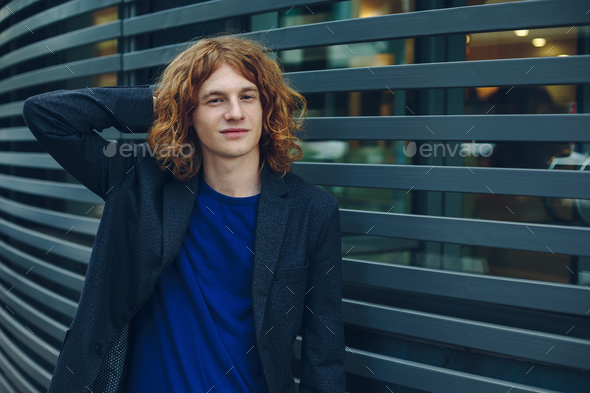 Portrait reddish model man - Stock Photo - Images