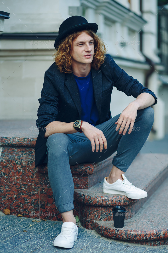 Fashion portrait of young beautiful man - Stock Photo - Images
