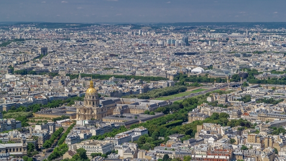 Top View of Paris Skyline From Observation Deck of Montparnasse Tower . Main Landmarks of European alt