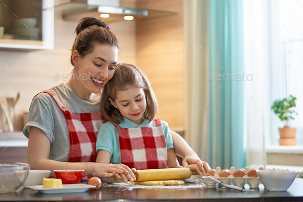 Happy family in the kitchen. - Stock Photo - Images
