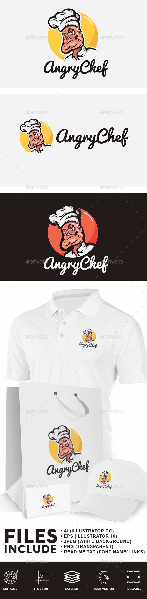 Angry Chef Logo - Humans Logo Templates