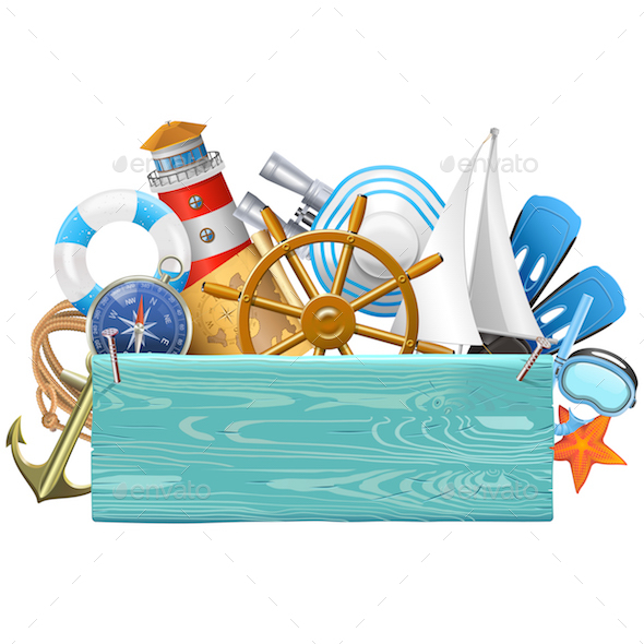 Vector Marine Concept with Blue Plank - Travel Conceptual