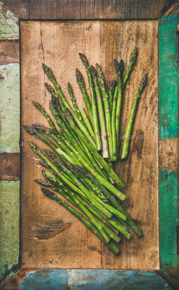 Raw uncooked green asparagus - Stock Photo - Images