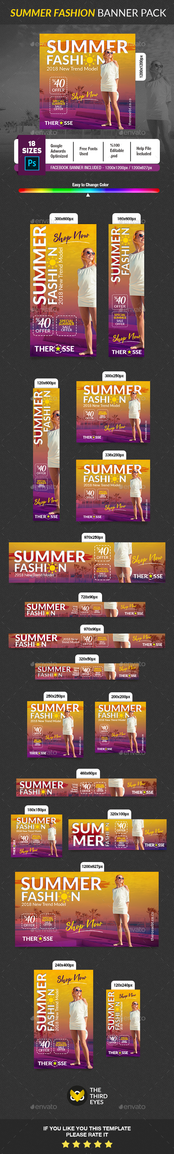Summer Fashion Banner - Banners & Ads Web Elements