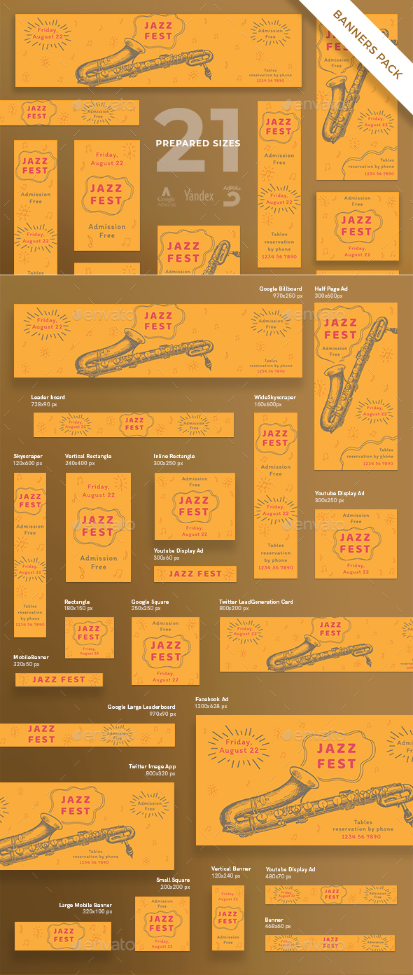 Jazz Festival Banner Pack - Banners & Ads Web Elements