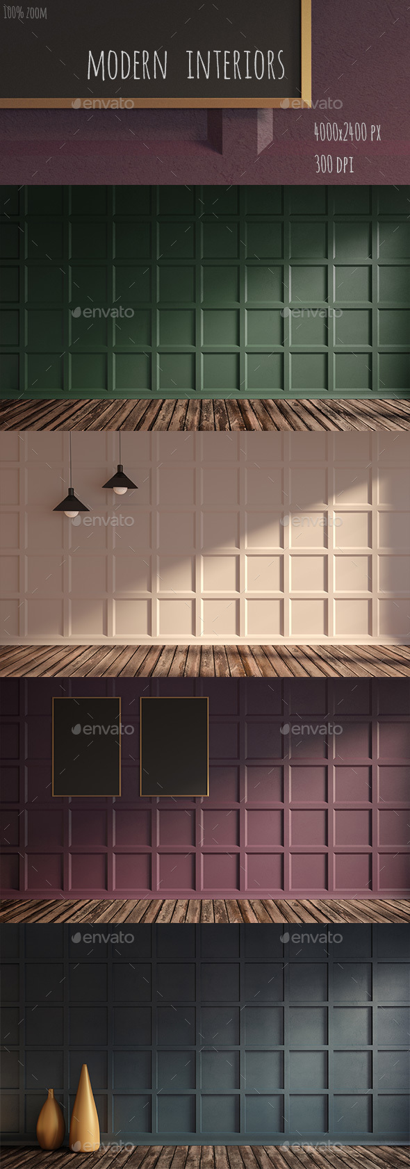 Gorgeous apartment with classic wall panel - 3D Backgrounds