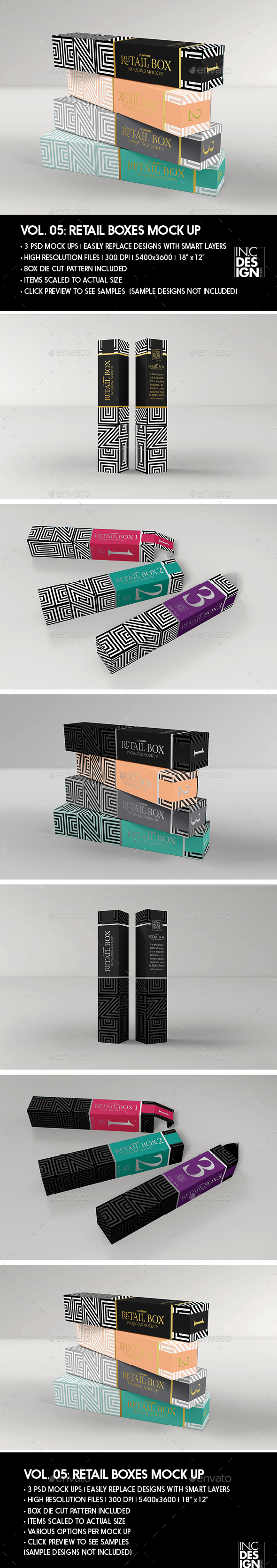 Retail Boxes Vol.5: Narrow Cosmetic or Perfume Box Packaging Mock Ups - Beauty Packaging