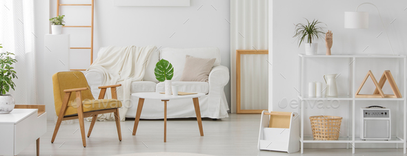 White furniture with wooden elements - Stock Photo - Images