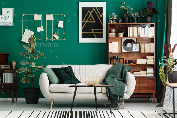 Designer interior with home library - Stock Photo - Images