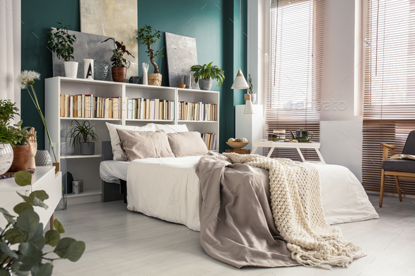 Side view of white bed - Stock Photo - Images